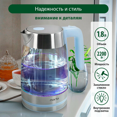 Электрический чайник MARTA MT-4553 голубой 157700₽
