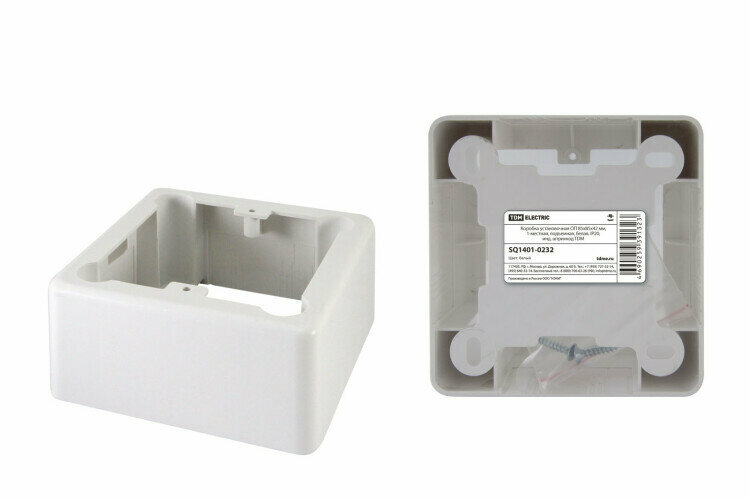 TDM Коробка установочная ОП 85x85x42 мм, 1-местная, подъемная, белая, Ip20, инд. штрихкод SQ1401-023