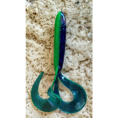 Мягкая крупная силиконовая приманка Pike Frog Ширасу, цвет Фиолетово-зеленый/Violet Lime, вес 50 гр, уп. 1 шт. приманка лягушка