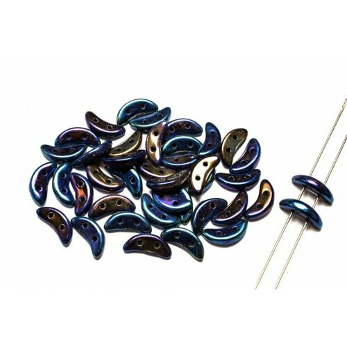 Бусины Crescent beads 10х3мм, цвет 0310-21435JT Iris Blue, 708-018, 5г (около 40 шт)