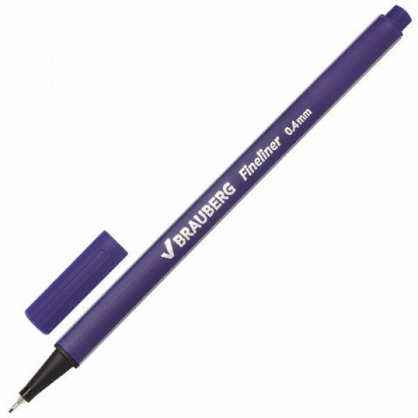 Ручка капиллярная BRAUBERG "Aero", фиолетовая, трехгранная, металлический наконечник, линия письма 0,4 мм, 142255