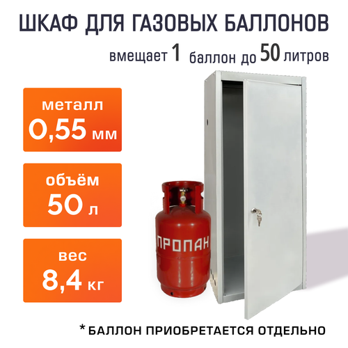Шкаф для газового баллона 50л на 1шт серый 4350₽