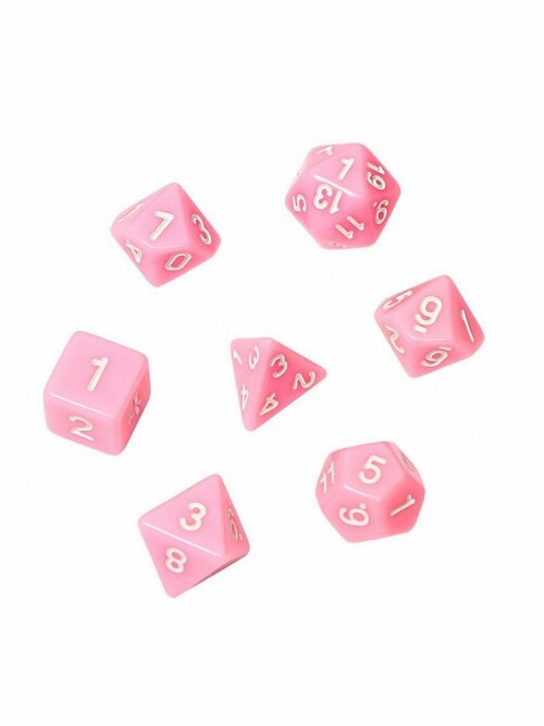 Набор кубиков для DnD (Dungeons and Dragons), розовые, 7 шт.