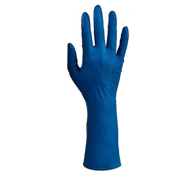 Перчатки медицинские смотровые латексные S&C High Risk DL 210 нестерильные неопудренные синие размер M (50 штук в упаковке)
