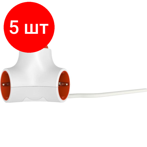 Комплект 5 штук, Удлинитель старт (С/У S 3x1-ZDV) Octopus/3 розетки/1.4м/3500Вт/16А/250В