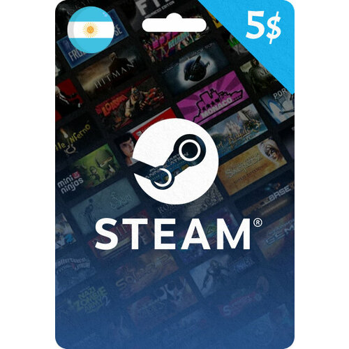 Пополнение кошелька Steam на 5 USD / Код активации Аргентина / Подарочная карта Стим / Gift Card 5$ (Argentina) / не подходит для России и Китая подарочная карта для пополнения steam 150 usd сша европа турция аргентина не подходит для россии