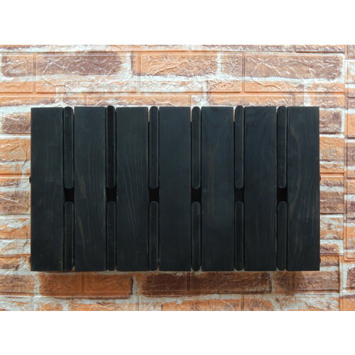 Настенная вешалка деревянная с магнитными крючками цвет чёрный 53*30*3 Альянс