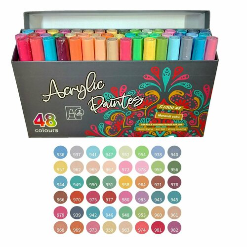 Маркеры акриловые для скетчинга, 48 цветов набор, мягкие цвета Morandi (Limited Edition)