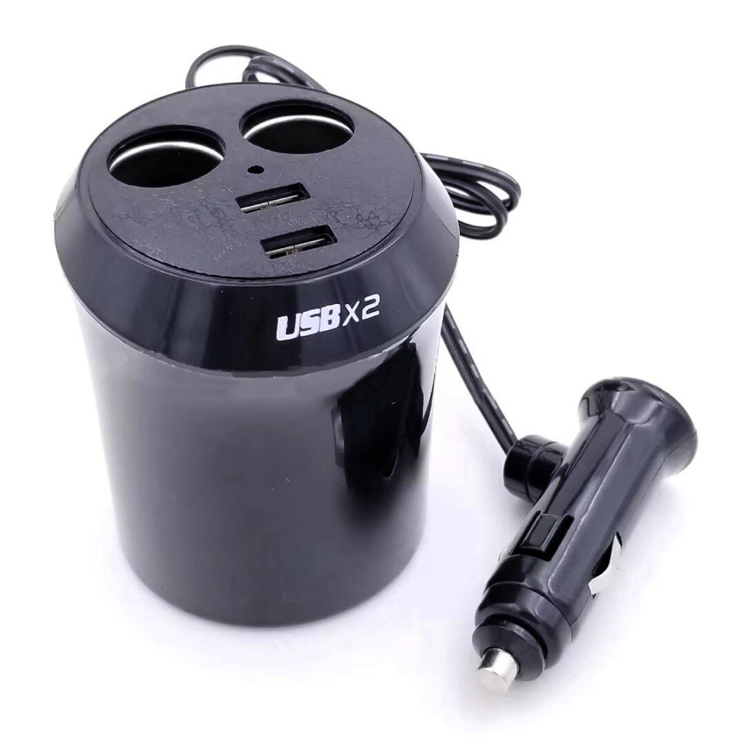 Прикуриватель двойной в подстаканник +USB 2шт (RV-031)