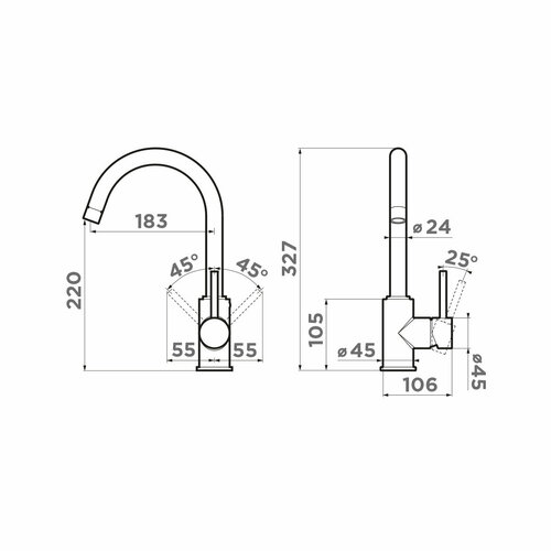 Смеситель для кухни (мойки) OMOIKIRI Shinagawa-C хром