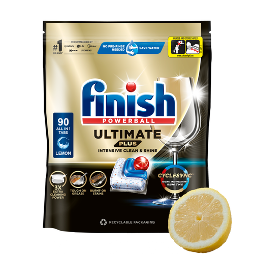 Капсулы Finish ULTIMATE PLUS, для посудомоечной машины, 90 штук, лимон