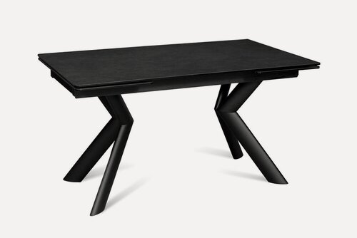 Изображение товара Стол обеденный керамический раздвижной RIO 140 CARBON CER на металлокаркасе, столешница керамика, 140(220)х85 см (карбон/черные ножки)