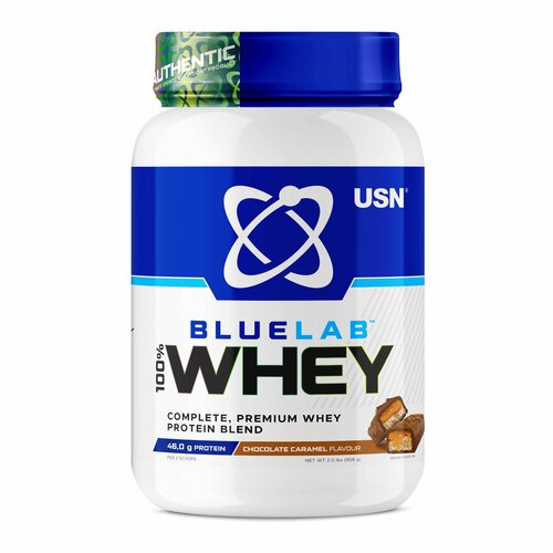 БАД к пище 100% Whey Blue Lab Caramel Chocolate USN / 100% Вэй Блю Лаб ЮСН со вкусом карамель шоколад, порошок. 908 г