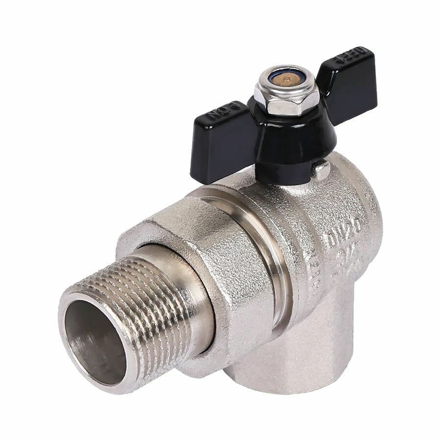 Кран американка угловой усиленный никелированный 3/4" Г/Ш TIM DE1236X