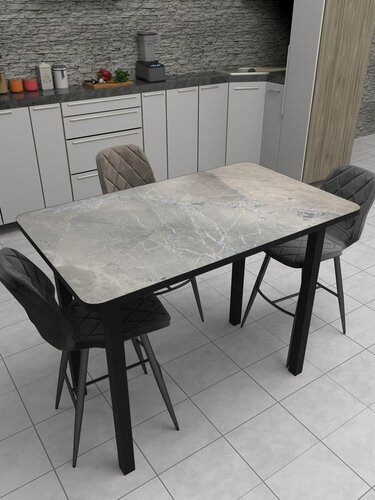 Изображение товара Обеденный стол с пластиковым покрытием "Мрамор Марквина синий", 100х60х76см