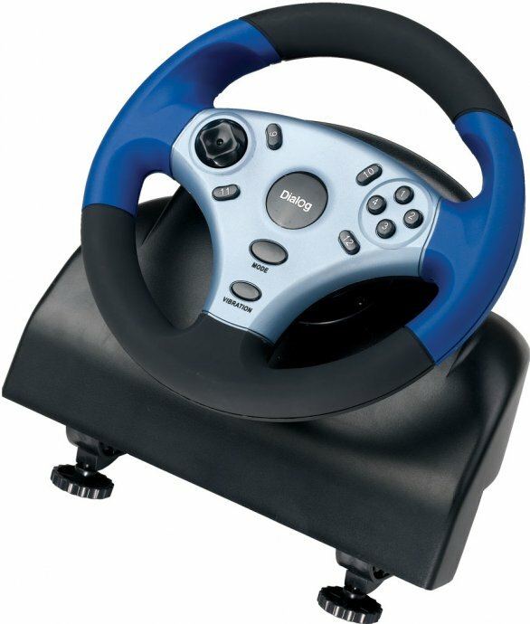 Руль Dialog GW-12VR Форсаж (260мм/педали+коробка/12кнопок/270градусов/вибрация/струбцина, PC) USB