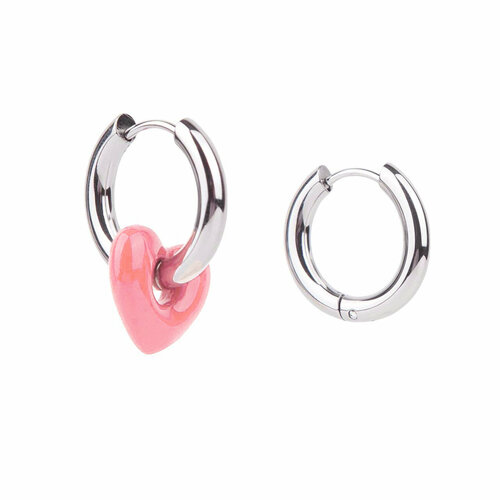 Серьги Hola Jewelry, эмаль, размер 18 мм, розовый