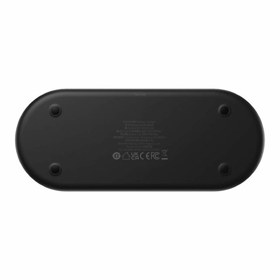 Беспроводное зарядное устройство Baseus LED Display 2in1 для Phone/Pods WXSX010101 черное — фото 1