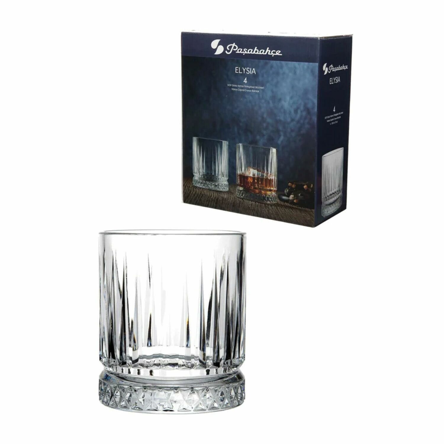 Стаканы Pasabahce низкий, объем 355 мл, 4 штуки, стекло "Элизия" фирменная подарочная упаковка