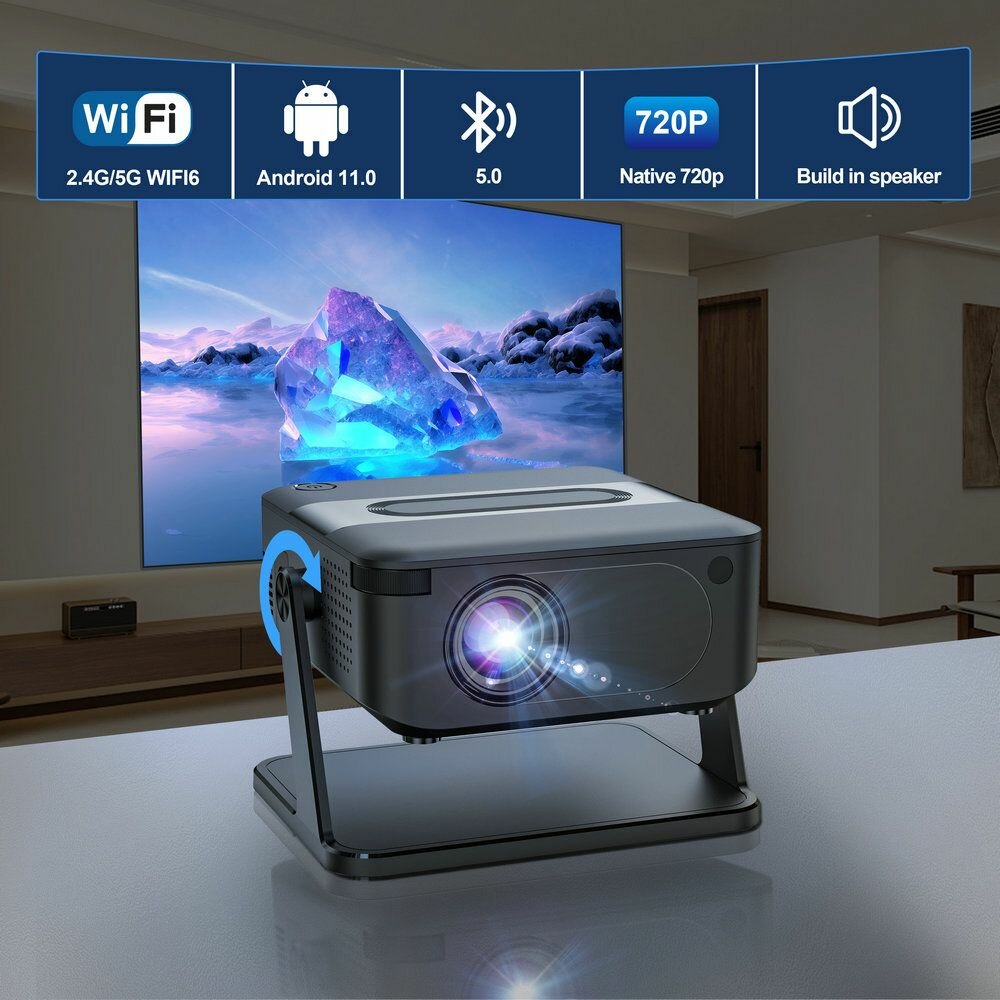 Умный проектор A109 с Android 11, поддержка Dual Wifi6 BT5.0, гибкий домашний кинотеатр