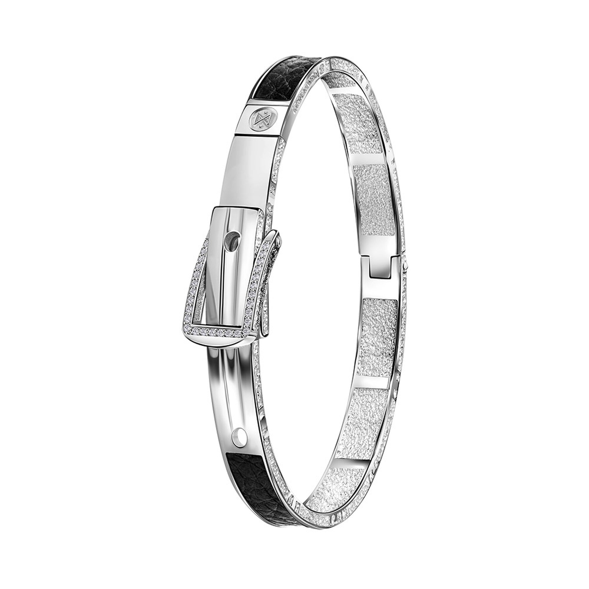 Жесткий браслет Diamant online, серебро, 925 проба, родирование, фианит
