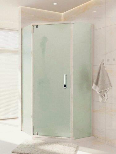 Изображение товара Душевой уголок трапеция Royal Bath 80х90х200 закаленное стекло матовое 6мм профиль белый