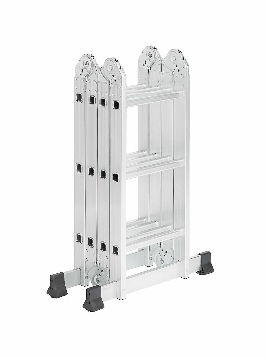 Лестница-трансформер Ермак телескопическая алюминий нагрузка до 150кг 12 ступеней компактное хранение