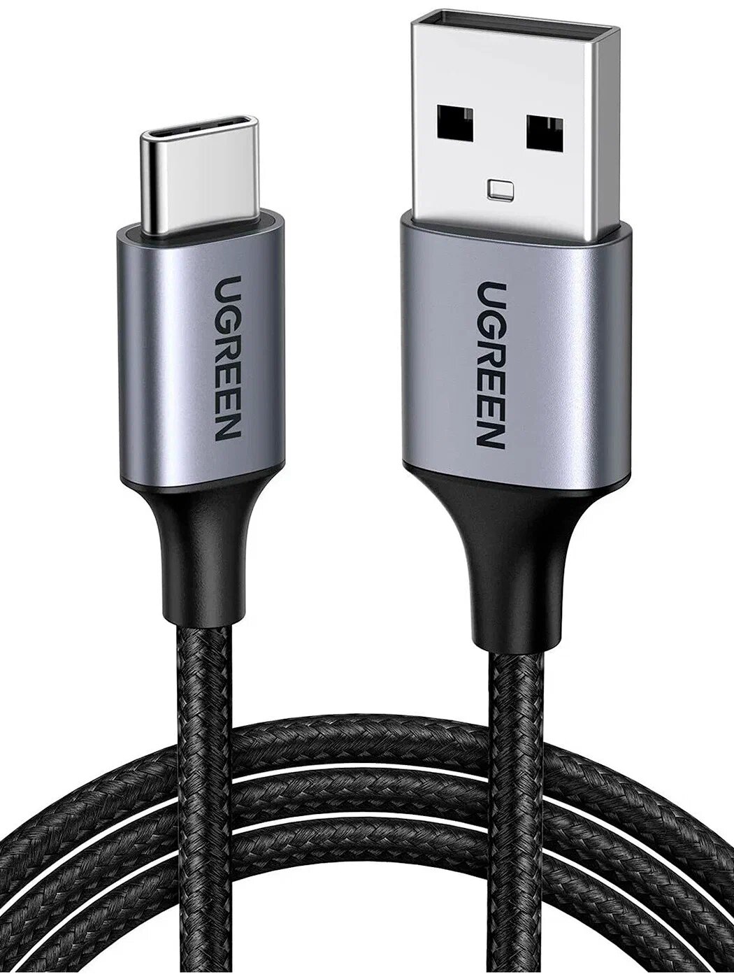 Кабель Ugreen USB A 2.0 - USB C, в оплетке, цвет черный, 1 м (60126)
