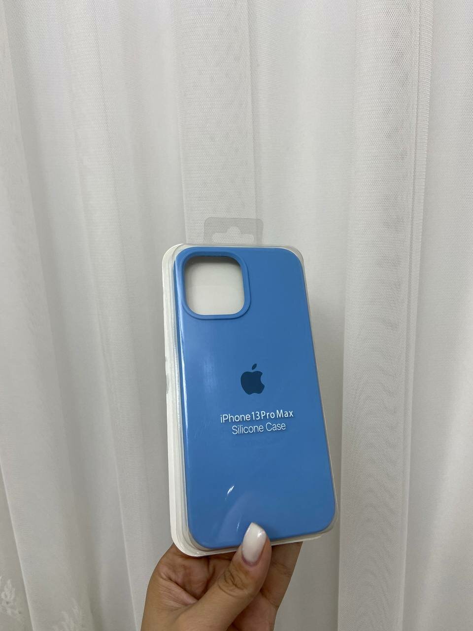 Чехол для iPhone 13 Pro Max "Голубой", силикон, ударопрочный, поддержка беспроводной зарядки