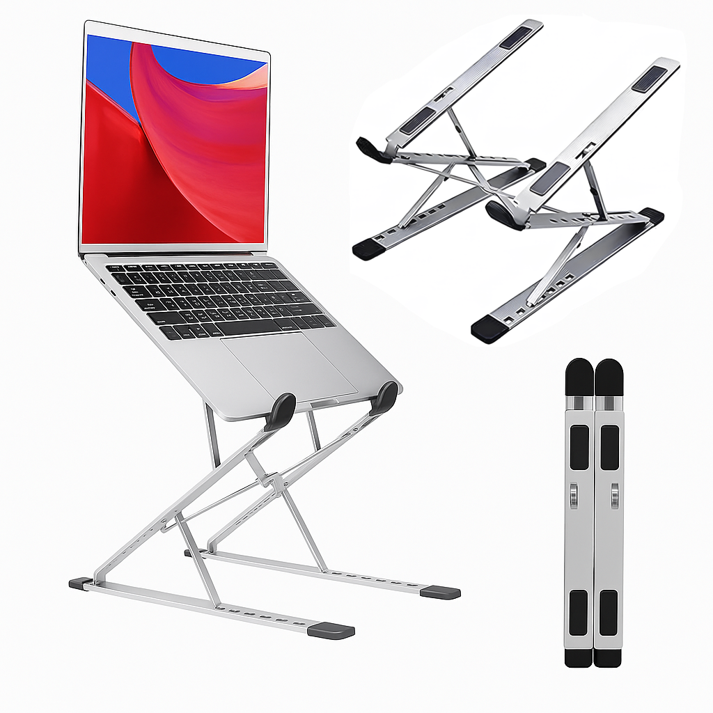 Подставка для ноутбука и планшета портативная, алюминиевая, складная с регулировкой высоты и угла на стол, Safety DJ