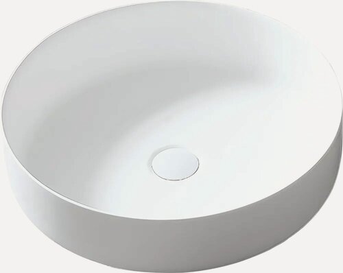 Изображение товара Накладная раковина Vincea VBS-6S16MW 45 накладная, без отверстия под смеситель, из искусственного камня, круглая, раковина для ванной, белая, матовая