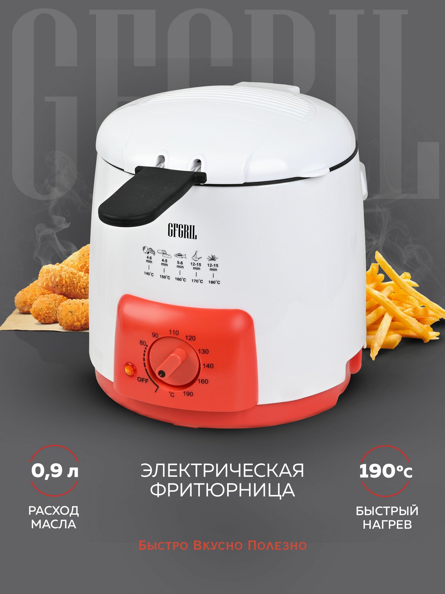 Фритюрница GFGRIL GFF-09 09 л электрическая со съемной корзиной
