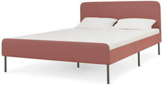 Каркас кровати селенга с реечным основанием, спальное место 140х200 см, размер 144х206 см, обивка: велюр, пыльно-розовый
