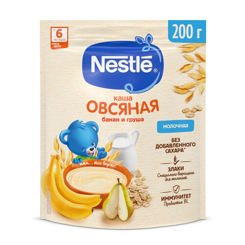 Каша Nestlé молочная овсяная с бананом и грушей, с 6 месяцев каша фрутоняня йогуртная 5 злаков с грушей и бананом с 6 месяцев