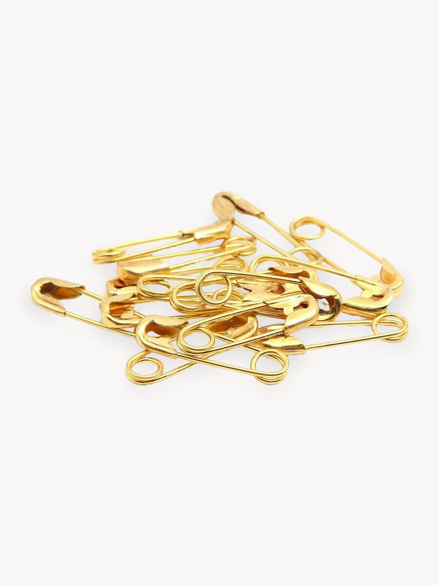 Булавки английские № 000 (19 мм), PONY, латунь (золото), 15 шт