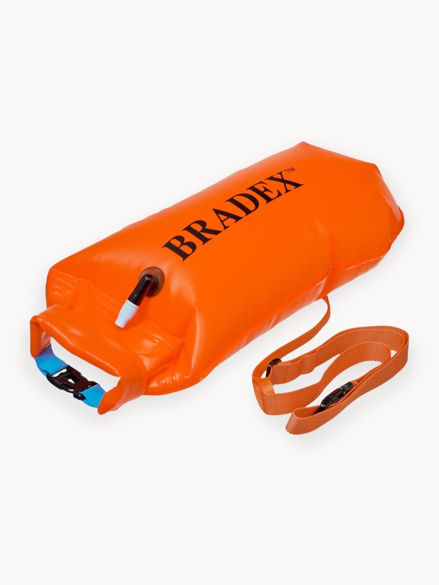 Буй для плавания в открытой воде BRADEX, надувной, страховочный, гермомешок, драйбег, оранжевый, 8,5 л