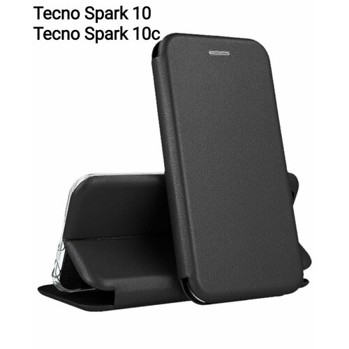 сотовый телефон tecno spark 10c 4 64gb ki5m meta blue Tecno Spark 10 / 10C KI5M KI5q черный чехол-книжка для техноспарк 10с книга техно спарк