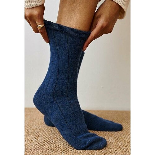 фото Женские носки , на новый год, утепленные, ослабленная резинка, антибактериальные свойства, размер 37-39, синий монголка