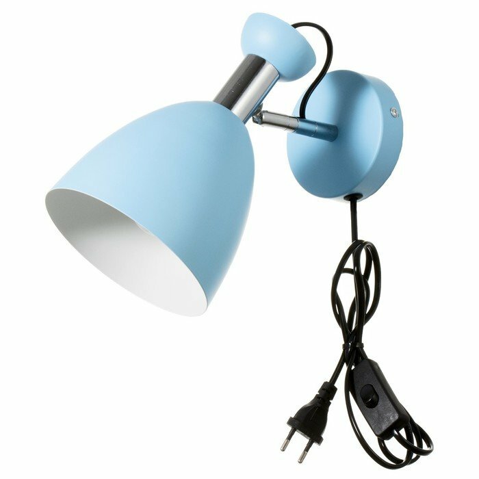 фото Бра с выключателем на проводе "Клаудиа" Е27 40Вт синий 28х15х20см