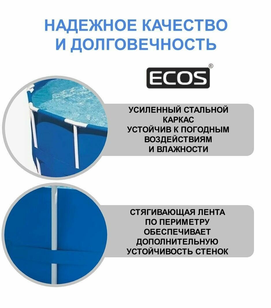 Бассейн каркасный круглый ECOS, 305 см * 76 cм, 4383 литров - фотография № 2