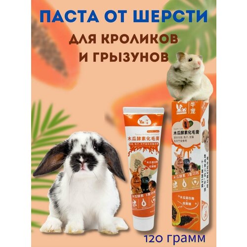 Паста от шерсти с папайей для кроликов, шиншилл, морских свинок, хомяков, мальт паста