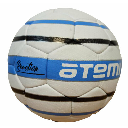 Мяч ATEMI футбольный REACTION, PU, 1.4мм, белый/т. синий/черный, р.4, р/ш, 32 п, окруж 65-66