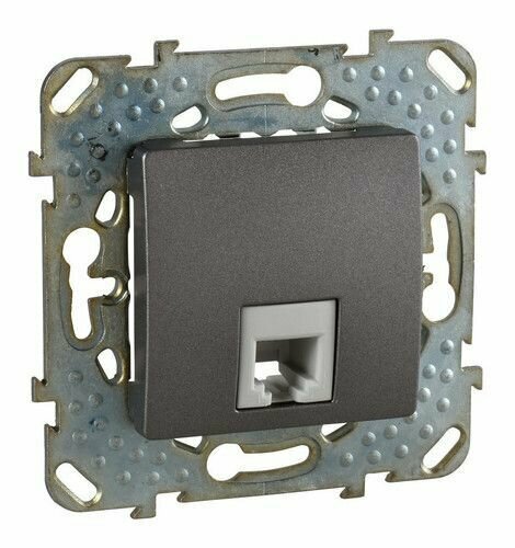 фото Schneider Electric Unica Top Графит Розетка ТЛФ 1-ая 4 контакта MGU5.492.12ZD