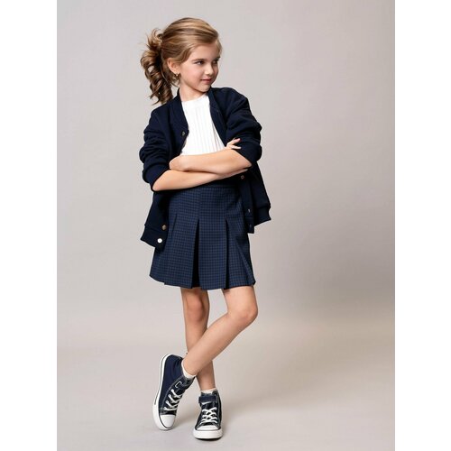 фото Школьная юбка-шорты, размер 152, синий oletwice