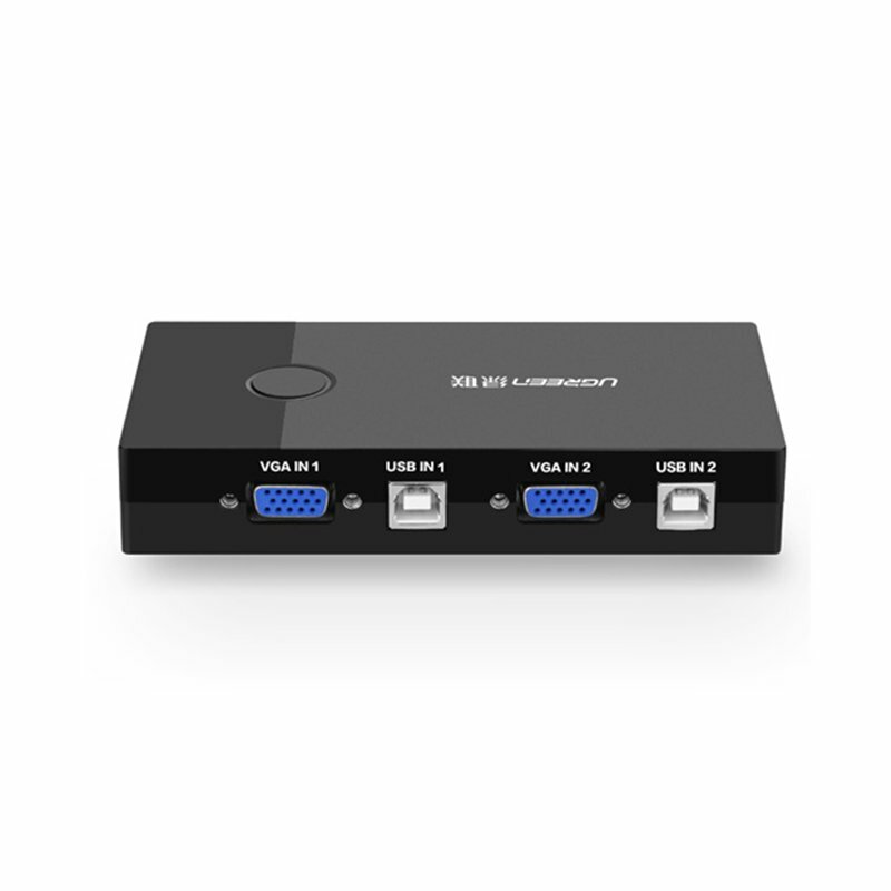 Переключатель UGREEN 2-Port USB KVM Switch Box ABS Case, black - фото №2