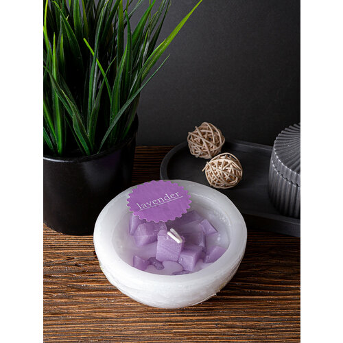 Свеча чаша меланж "Лаванда" фиолетовый, белый, лаванда