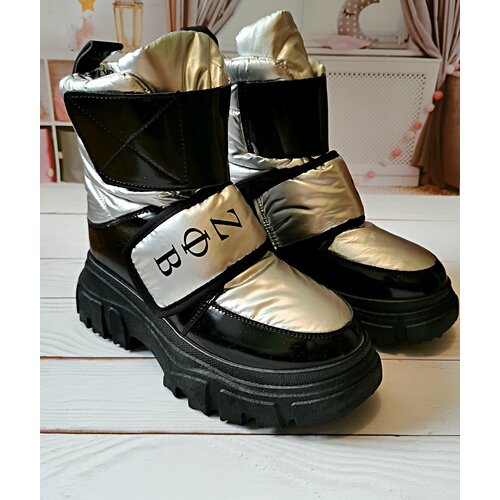 фото Полусапоги макс жермон модные зимние дутики серебряного цвета, размер 38, серебряный