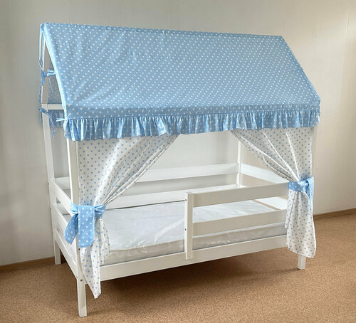 Текстиль на кроватку домик 160х80 (звезды голубые) ТД-15
