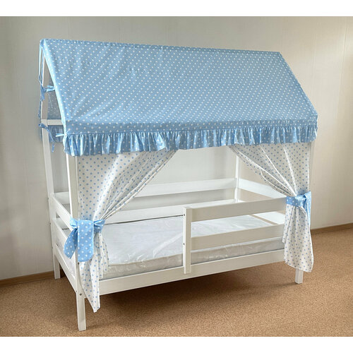 Текстиль на кроватку домик 160х80 (звезды голубые) ТД-15