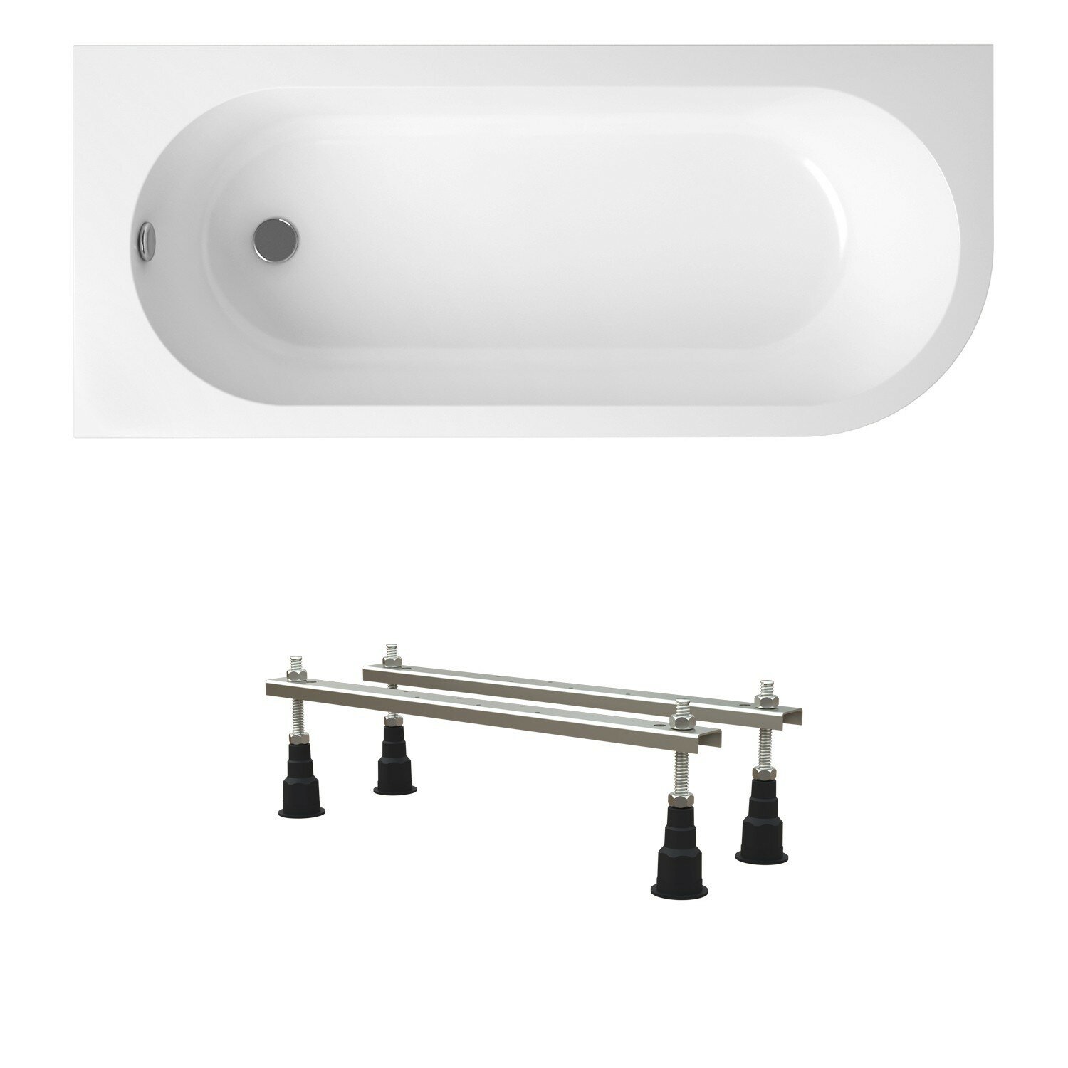 Акриловая ванна 170х72,5 см Lavinia Boho Art II набор 2 в 1 S1-3713170L: ассиметричная ванна (левый разворот), усиленный металлический каркас